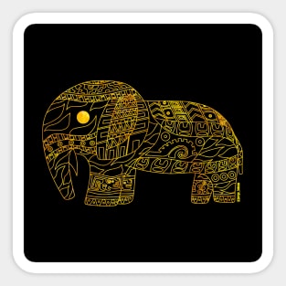 gold elephant ecopop in mandala totonac pattern art Sticker